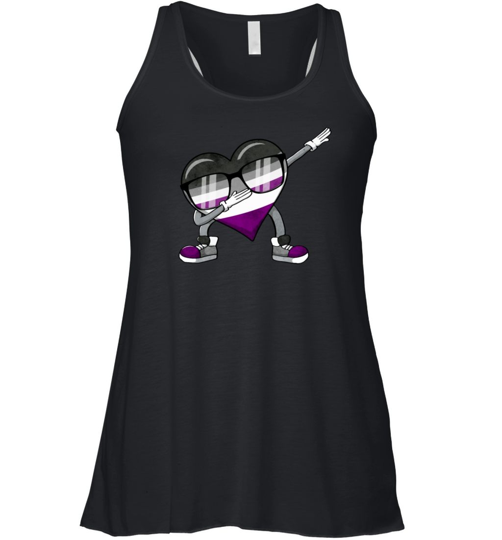 Asexual Pride Ace Flag Dabbing Heart Sublte LGBTQ Women's Flowy Tank Top