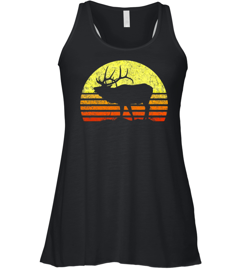 Elk Hunter Dad Vintage Retro Sun Bow Hunting Women's Flowy Tank Top