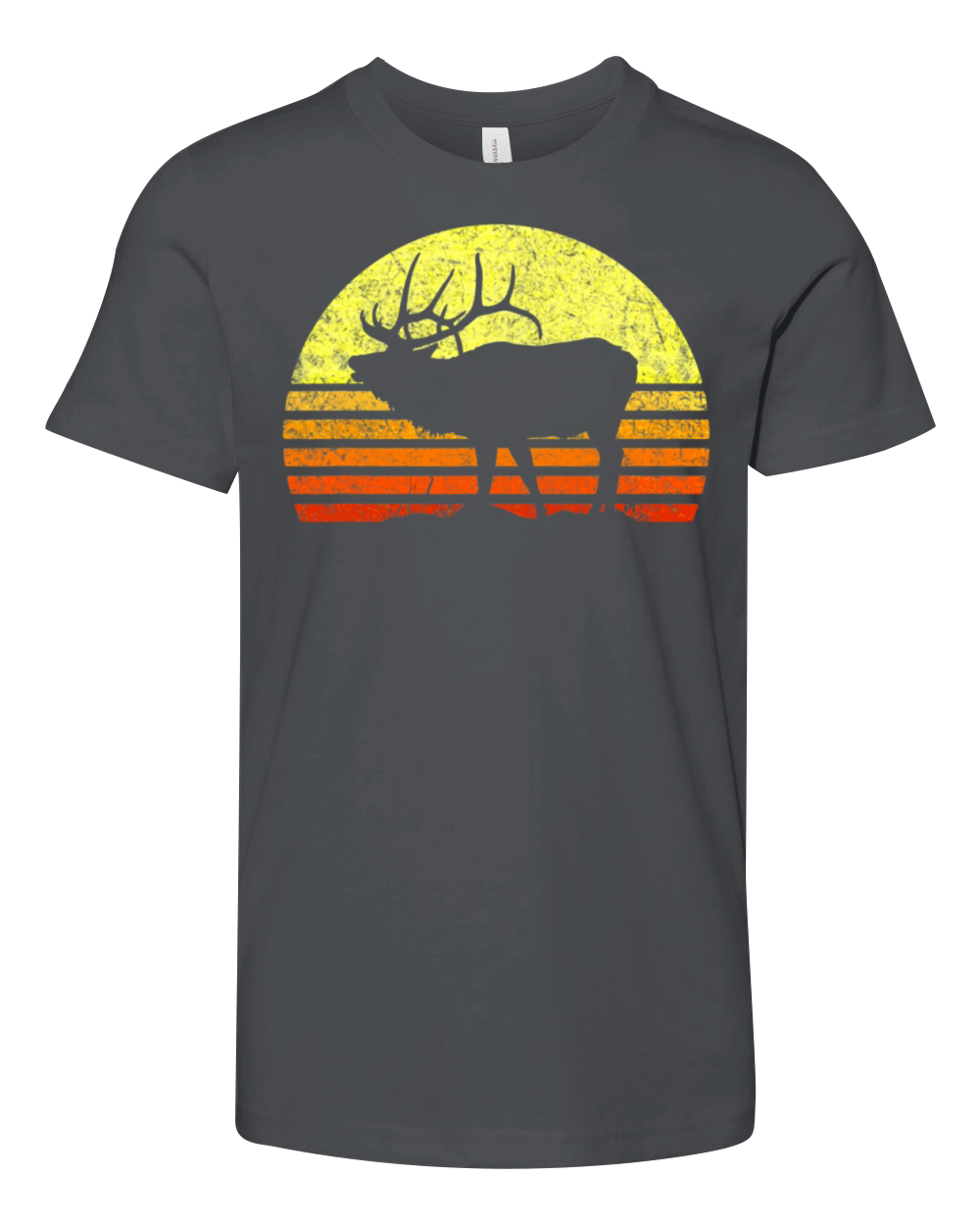 Elk Hunter Dad Vintage Retro Sun Bow Hunting Youth Unisex Jersey Tee
