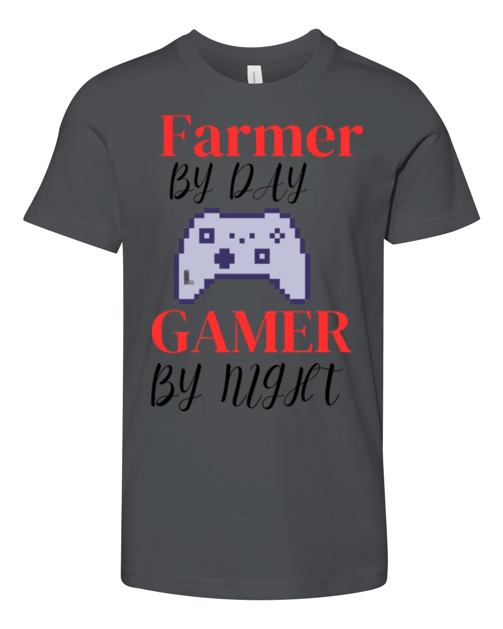 farmer by day gamer by night Youth Unisex Jersey Tee