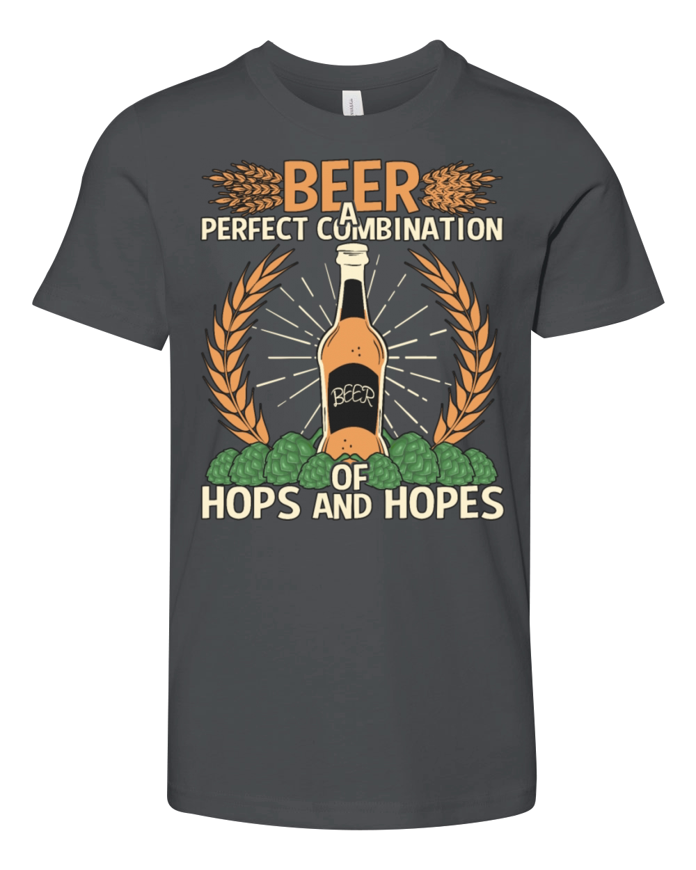 Funny Beer Drinker Saying Hops and Hopes Youth Unisex Jersey Tee