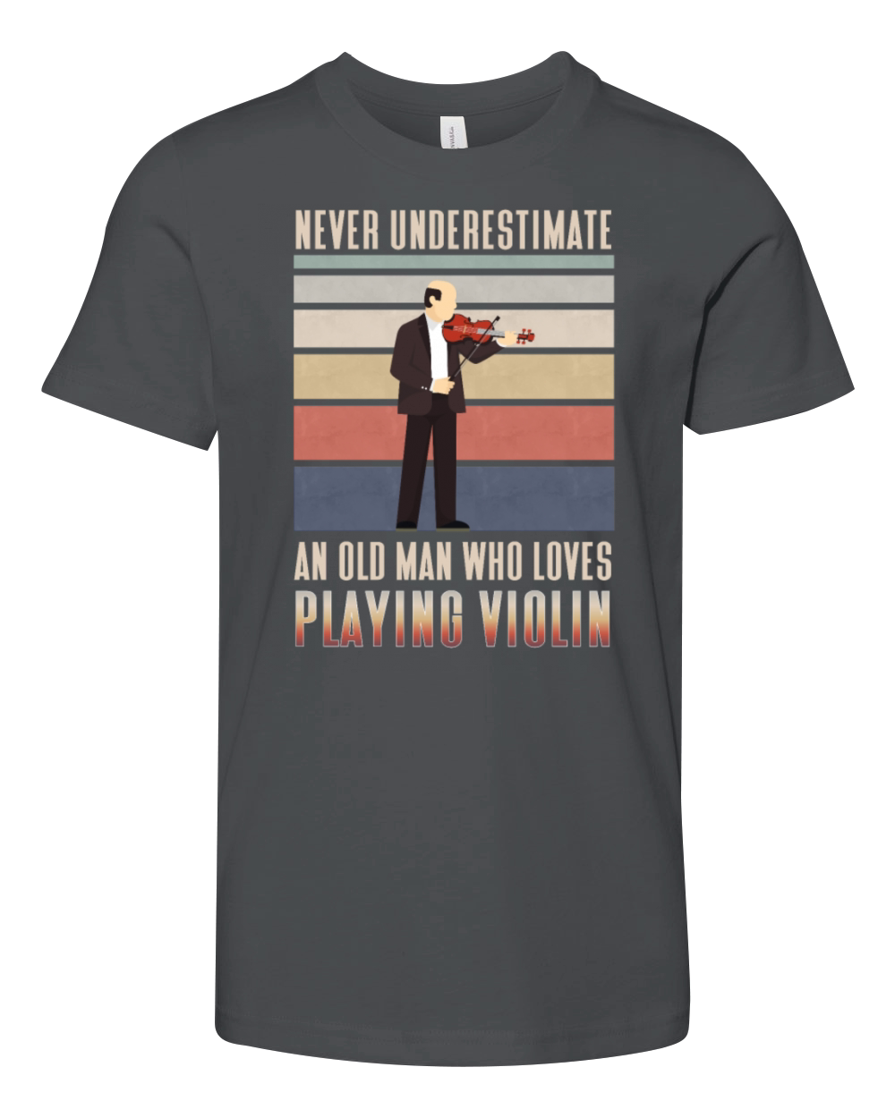 Never underestimate old man who love Playin Violin Youth Unisex Jersey Tee