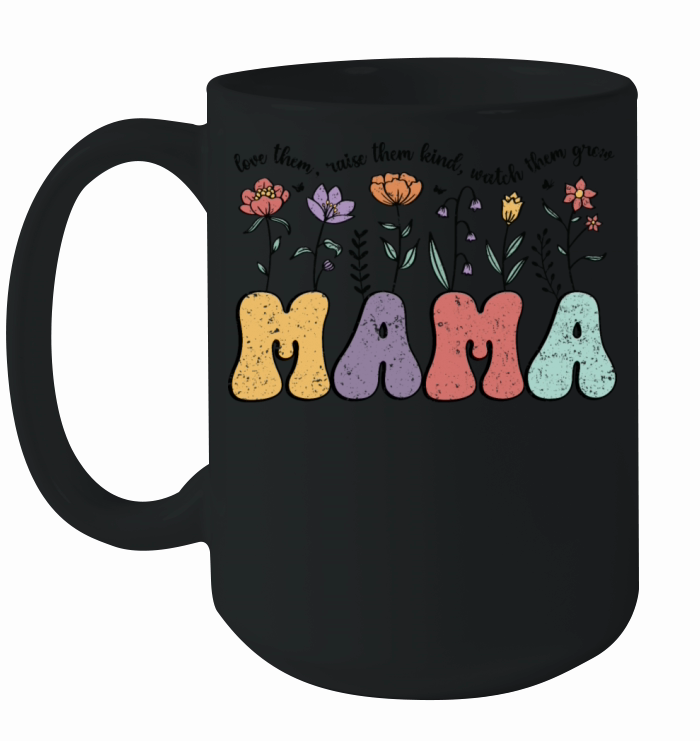 Retro Vintage Floral Mama Flowers Quote Ceramic Mug
