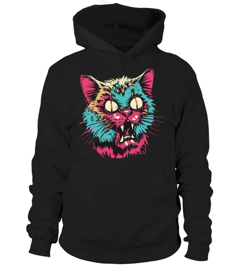 Horror Scary Zombie cat Hoodie Unisex