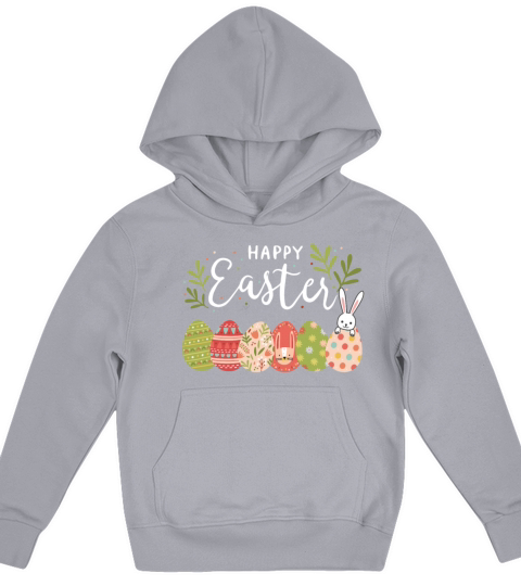 Happy Easter Spring Flowers Bunny Rabbit Egg Hunt Kids Hoodie
