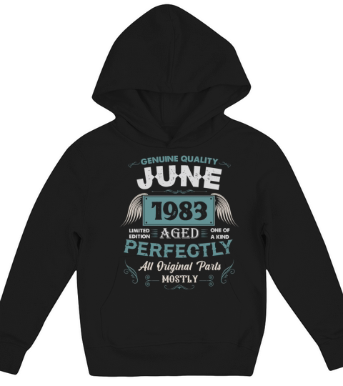June 1983 Vintage Birthday Present Kids Hoodie