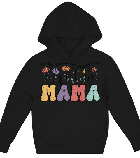 Retro Vintage Floral Mama Flowers Quote Kids Hoodie