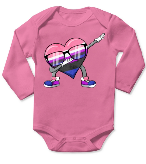 Gender Fluid Pride Flag Dabbing Heart Sublte LGBTQ Long Sleeve Baby One-Piece