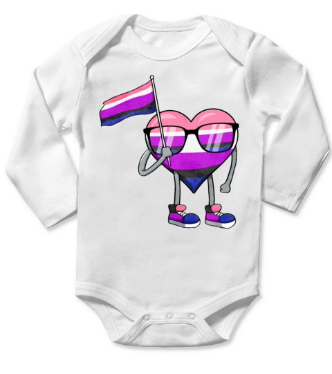 Gender Fluid Pride Flag Heart Sublte LGBTQ Long Sleeve Baby One-Piece