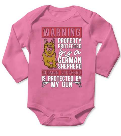 German Shepherd Warning Property Protected Canine Long Sleeve Baby One-Piece
