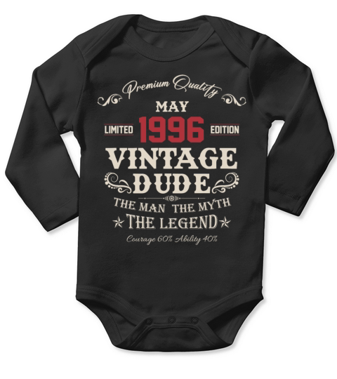 May 1996 Vintage Birthday Present Long Sleeve Baby One-Piece