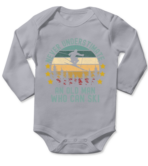 Never Understimate an Old Man Who Can Ski Long Sleeve Baby One-Piece