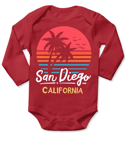 San Diego California Ca Vintage Long Sleeve Baby One-Piece