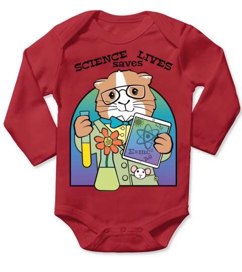 Science Saves Lives Cute Guinea Pig Long Sleeve Baby One-Piece