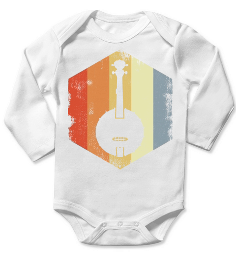Vintage Banjo Drawing Long Sleeve Baby One-Piece
