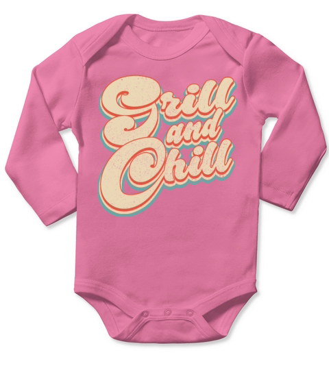 Vintage Classic Grill and Chill Patriotic 4th of J Long Sleeve Baby One-Piece
