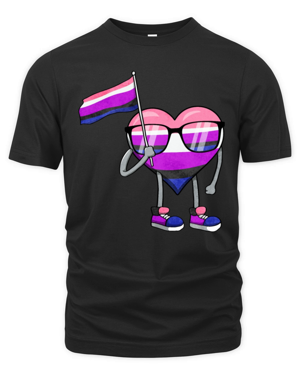 Gender Fluid Pride Flag Heart Sublte LGBTQ Organic Unisex T-shirt