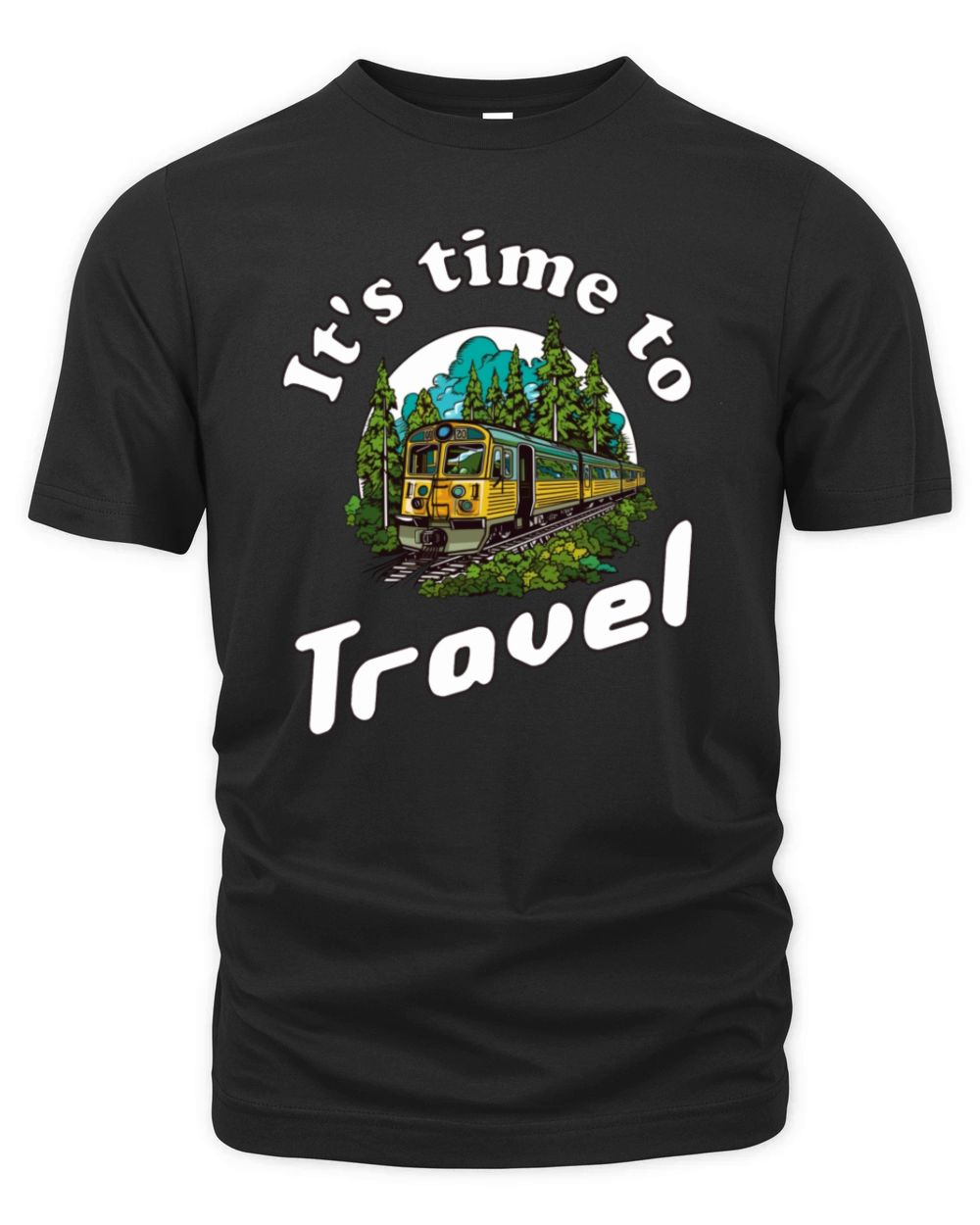 Its time to travel - Train in front of the forest Organic Unisex T-shirt