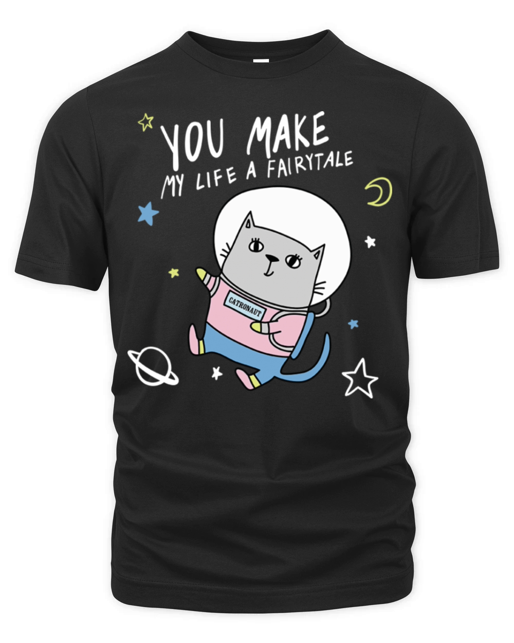 Space Cute Cat Organic Unisex T-shirt