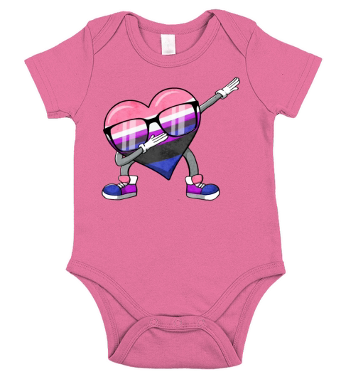 Gender Fluid Pride Flag Dabbing Heart Sublte LGBTQ Short Sleeve Baby One-Piece