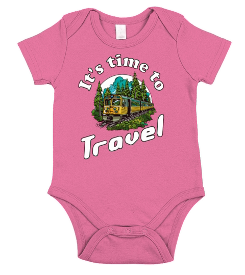 Its time to travel - Train in front of the forest Short Sleeve Baby One-Piece