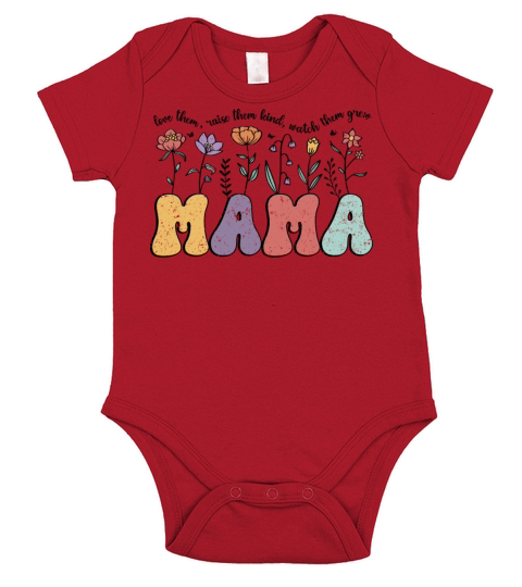Retro Vintage Floral Mama Flowers Quote Short Sleeve Baby One-Piece