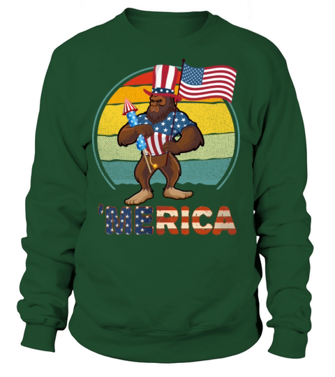 Bigfoot with usa flag vintage Sweatshirt Unisex