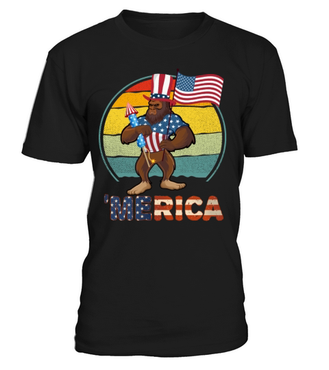 Bigfoot with usa flag vintage T-Shirt Unisex
