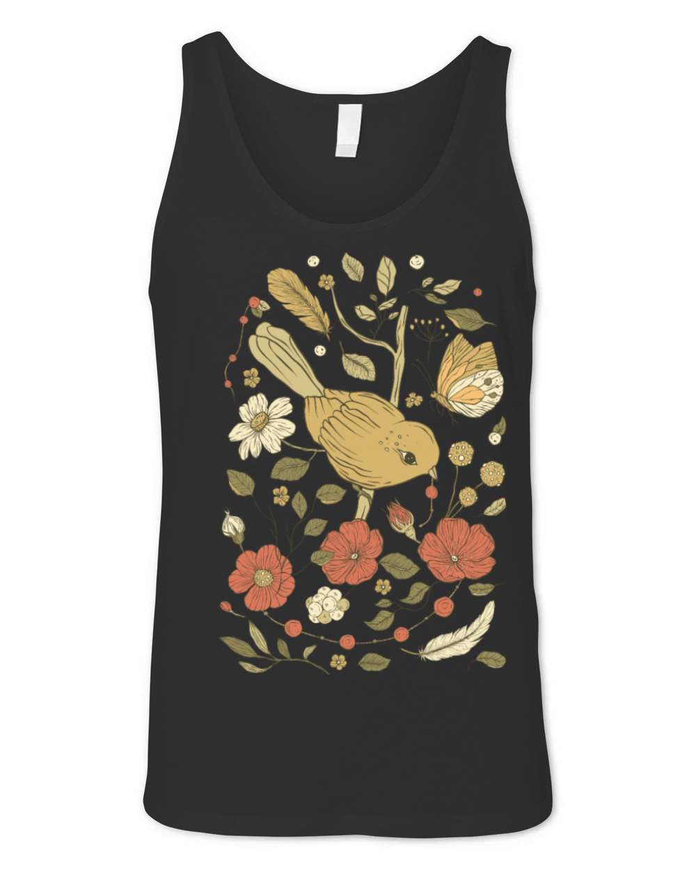 Beige Brown Bird Vintage T-Shirt Unisex Jersey Tank