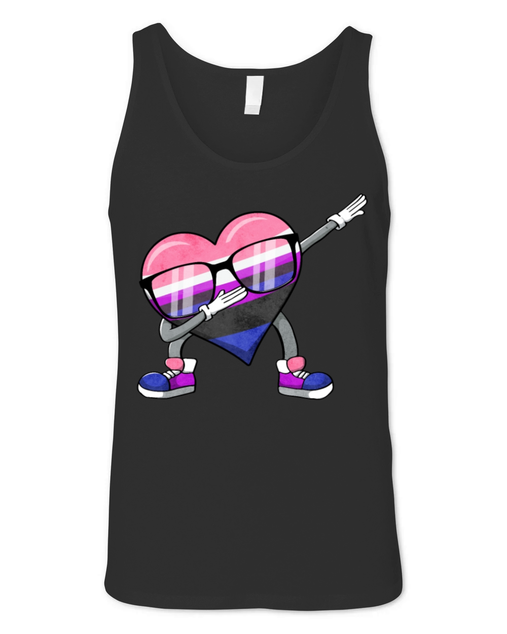 Gender Fluid Pride Flag Dabbing Heart Sublte LGBTQ Unisex Jersey Tank