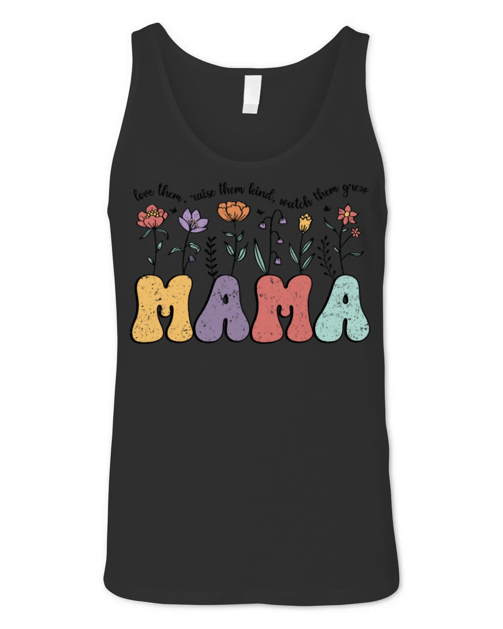 Retro Vintage Floral Mama Flowers Quote Unisex Jersey Tank