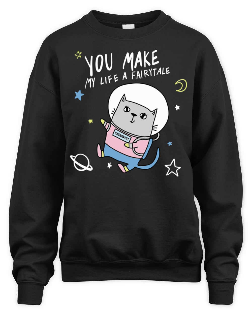 Space Cute Cat Unisex Premium Crewneck Sweatshirt