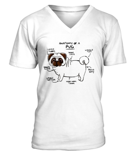 Anatomy Of A Pug Dog Pet Lover V-Neck T-shirt