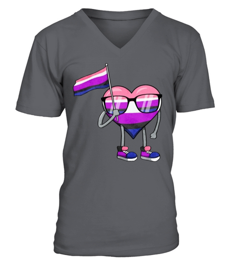 Gender Fluid Pride Flag Heart Sublte LGBTQ V-Neck T-shirt