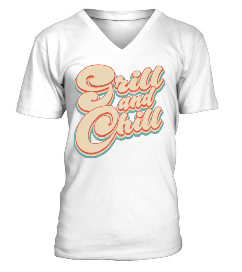 Vintage Classic Grill and Chill Patriotic 4th of J V-Neck T-shirt