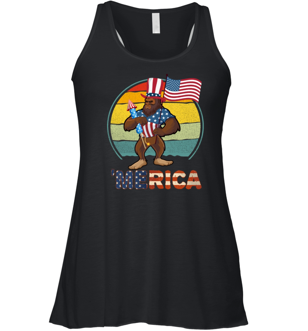 Bigfoot with usa flag vintage Women's Flowy Tank Top