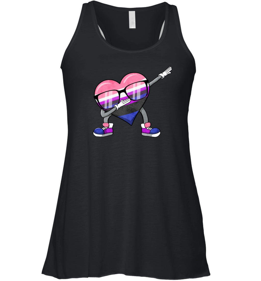 Gender Fluid Pride Flag Dabbing Heart Sublte LGBTQ Women's Flowy Tank Top