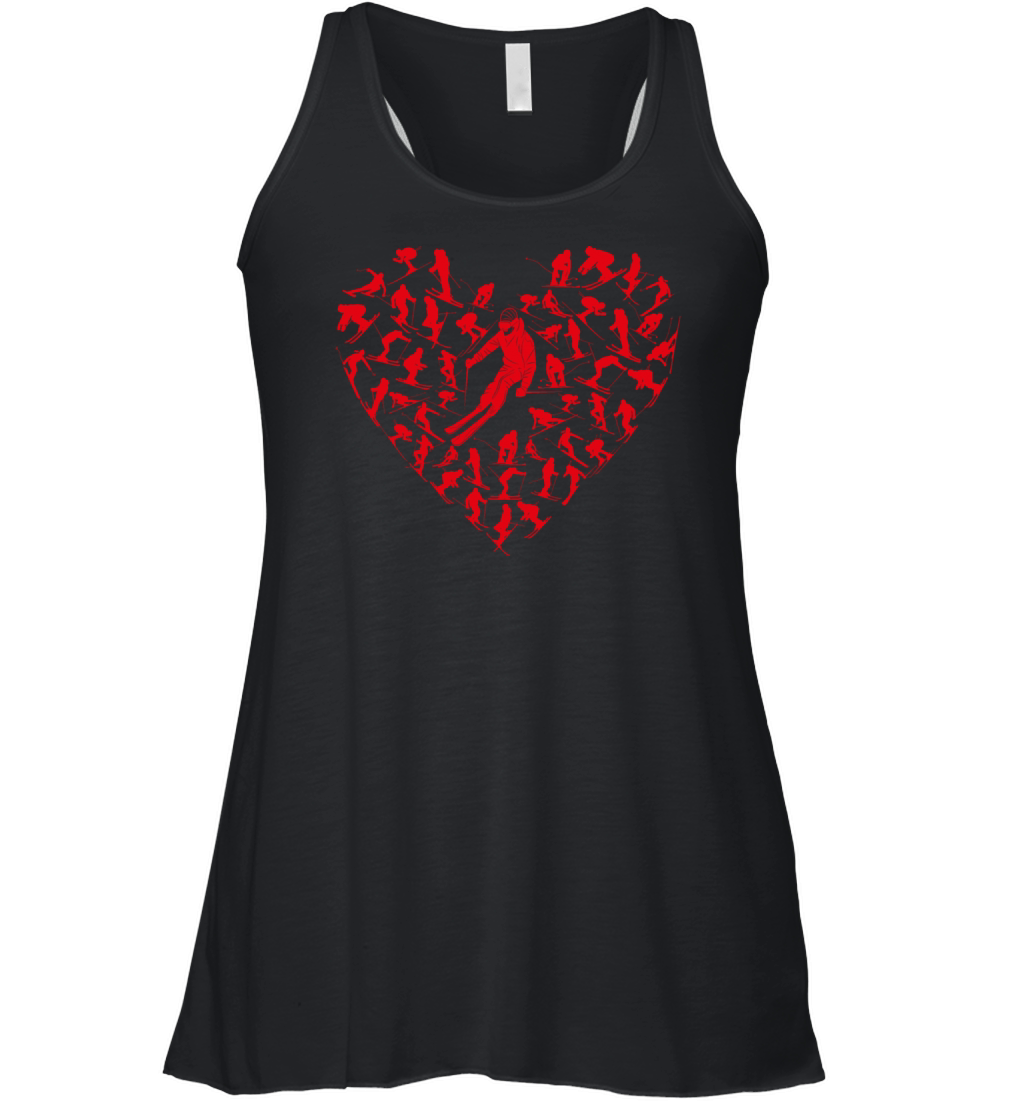 Heart Full Ski Winter Sport Lovers Valentine Gift Women's Flowy Tank Top