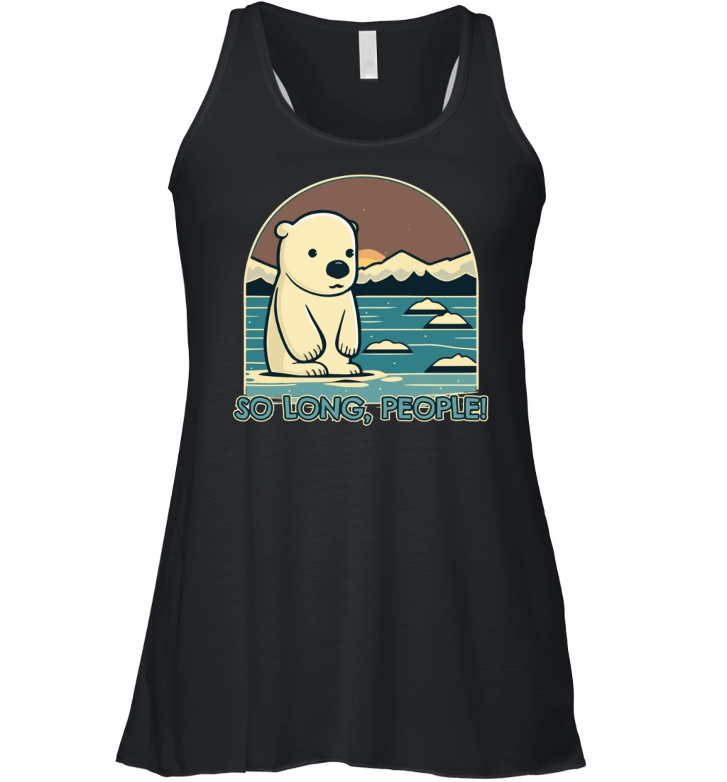 Lonely On An Ice Shelf The Little Polar Bear Or Women's Flowy Tank Top