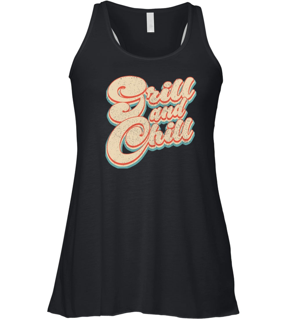 Vintage Classic Grill and Chill Patriotic 4th of J Women's Flowy Tank Top
