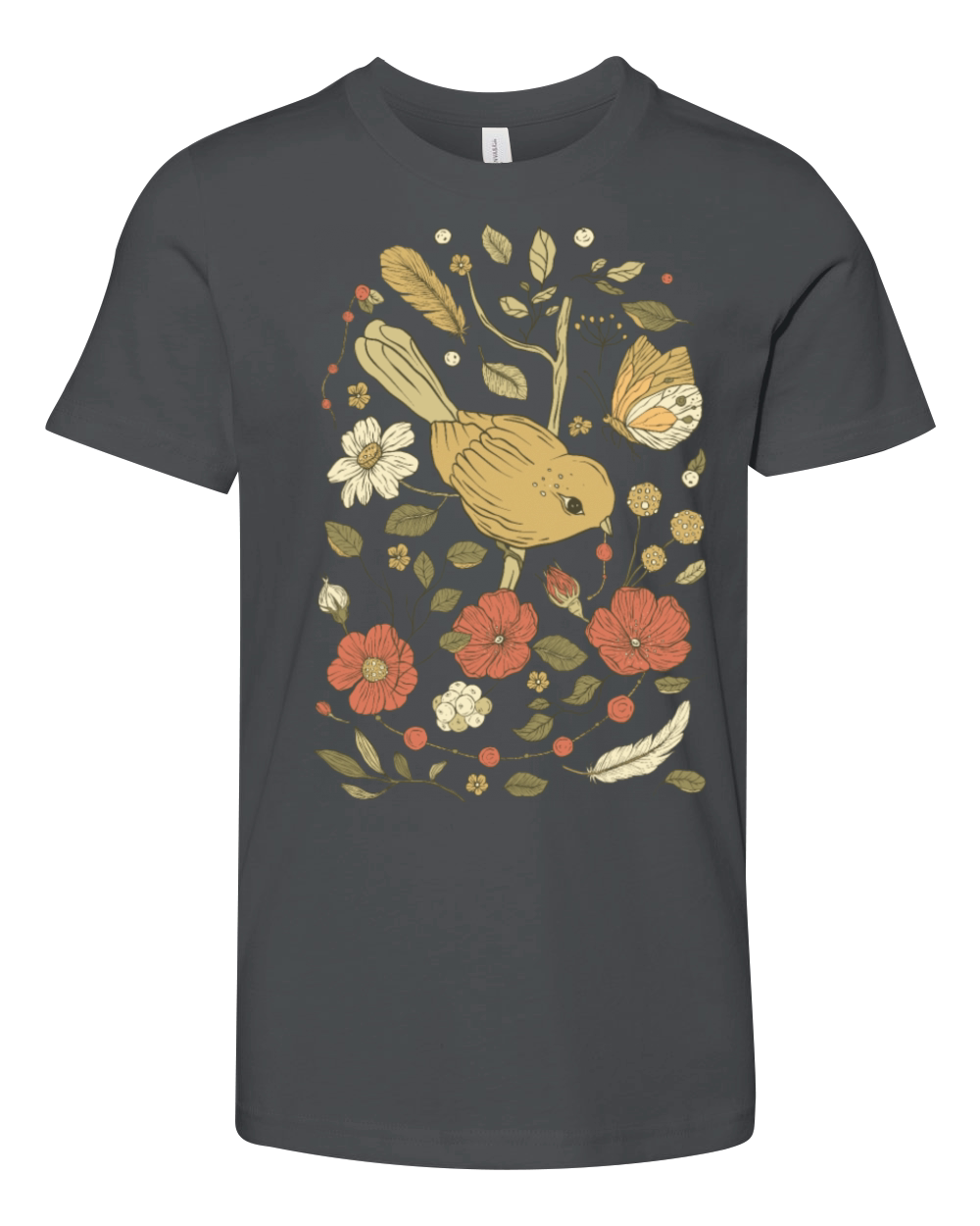 Beige Brown Bird Vintage T-Shirt Youth Unisex Jersey Tee