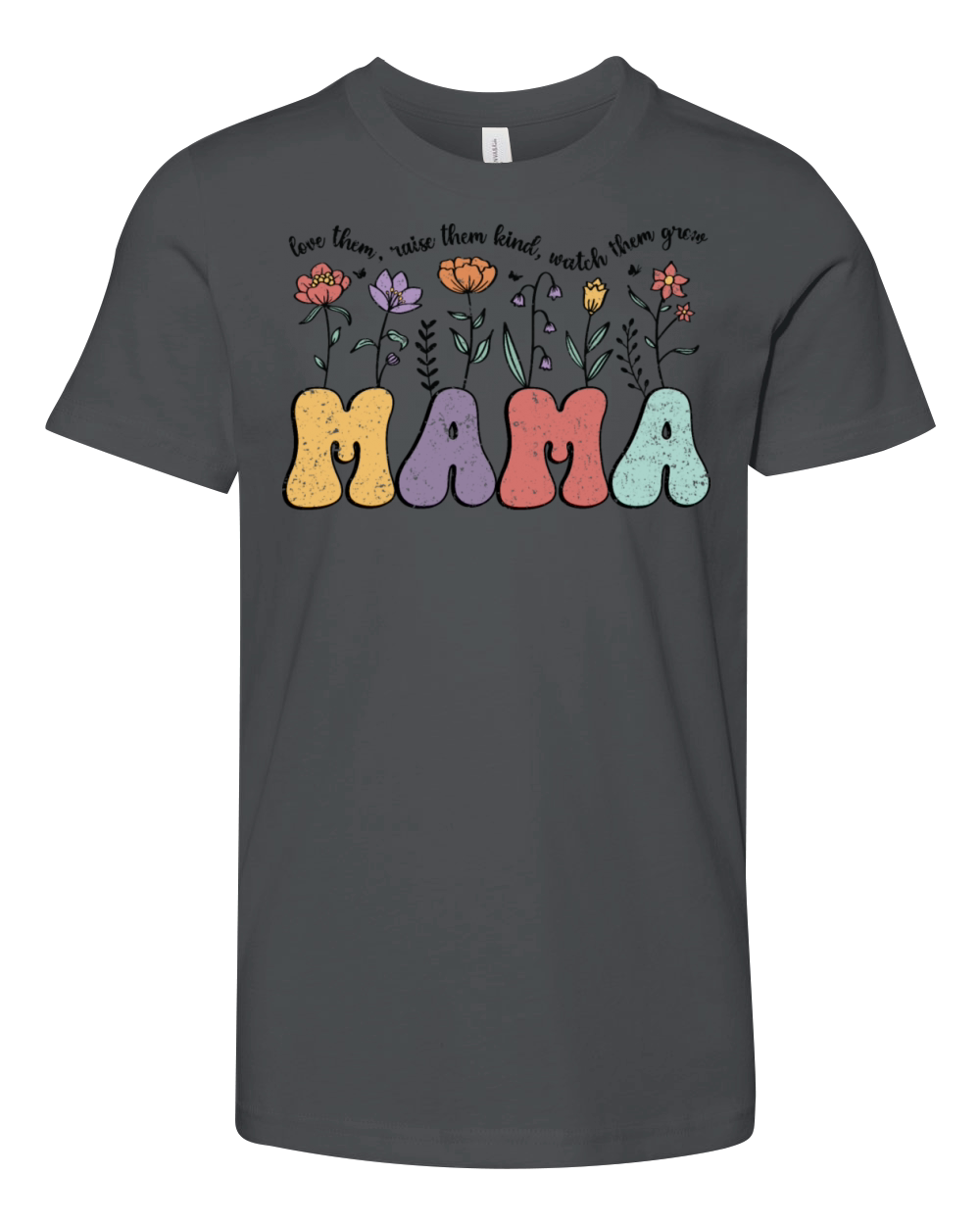 Retro Vintage Floral Mama Flowers Quote Youth Unisex Jersey Tee