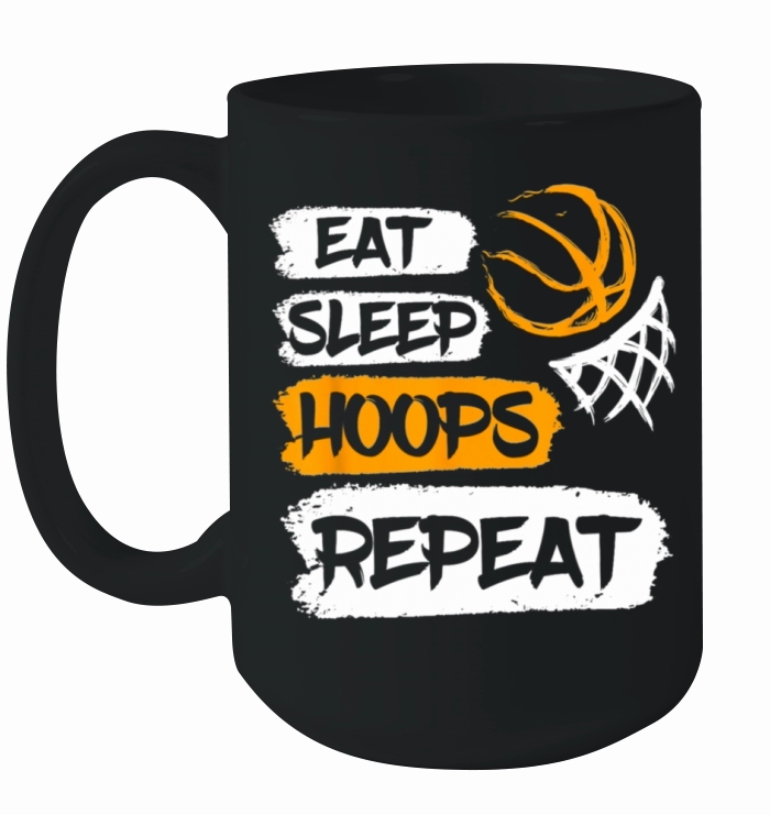 Eat Sleep Hoops Repeat Vintage Basketball Ceramic Mug
