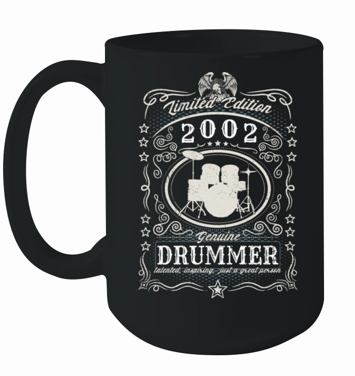 Vintage 2002 Drummer Birthday Gift Percussionist Ceramic Mug