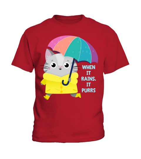When It Rains It Purrs Kids T-Shirt