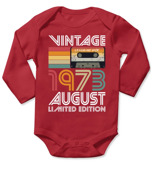50th birthday august 1973 vintage 1973 Long Sleeve Baby One-Piece