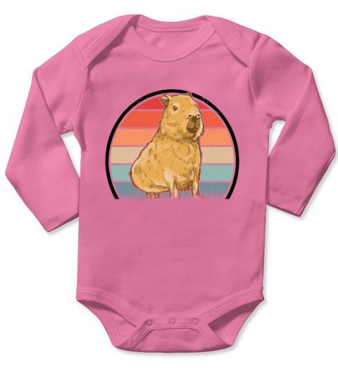Capybara Retro Vintage Long Sleeve Baby One-Piece
