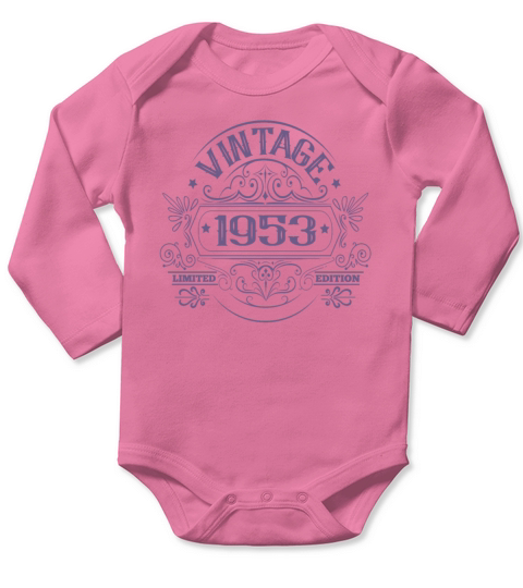 Vintage 1953 Birthday Sayings Long Sleeve Baby One-Piece