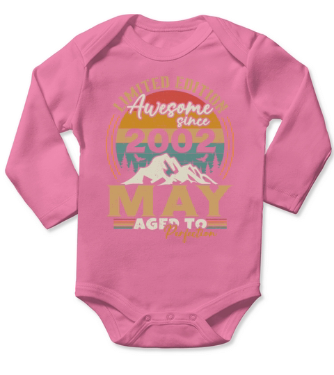 Vintage Born In May 2002 Birthday Gift Long Sleeve Baby One-Piece