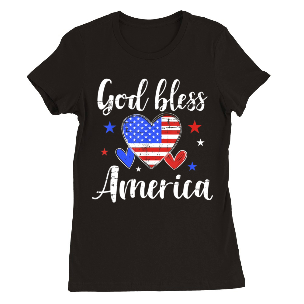 Vintage God Bless America 4th Of July Premium Womens Crewneck T-shirt